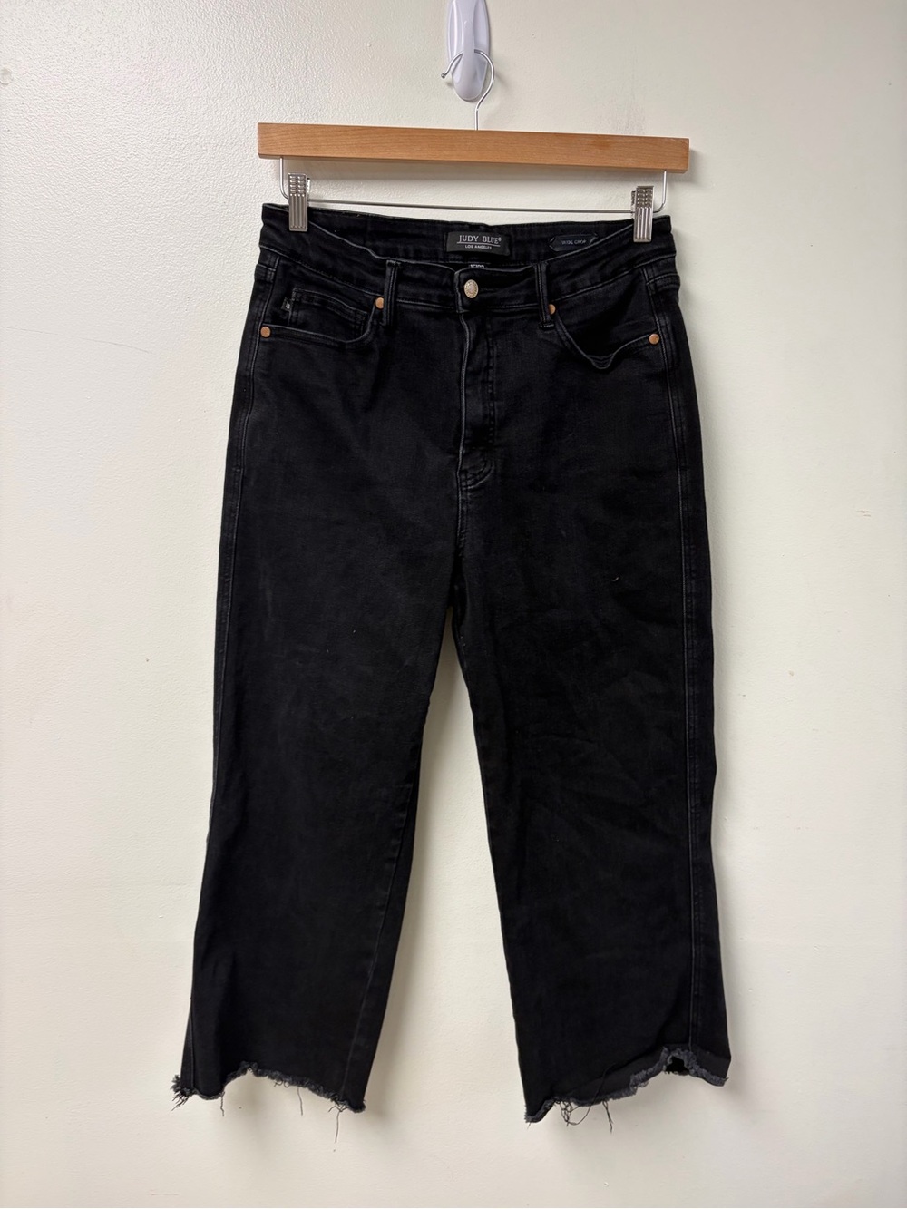 Judy Blue Wide Crop Black Denim Jeans Size 15/32